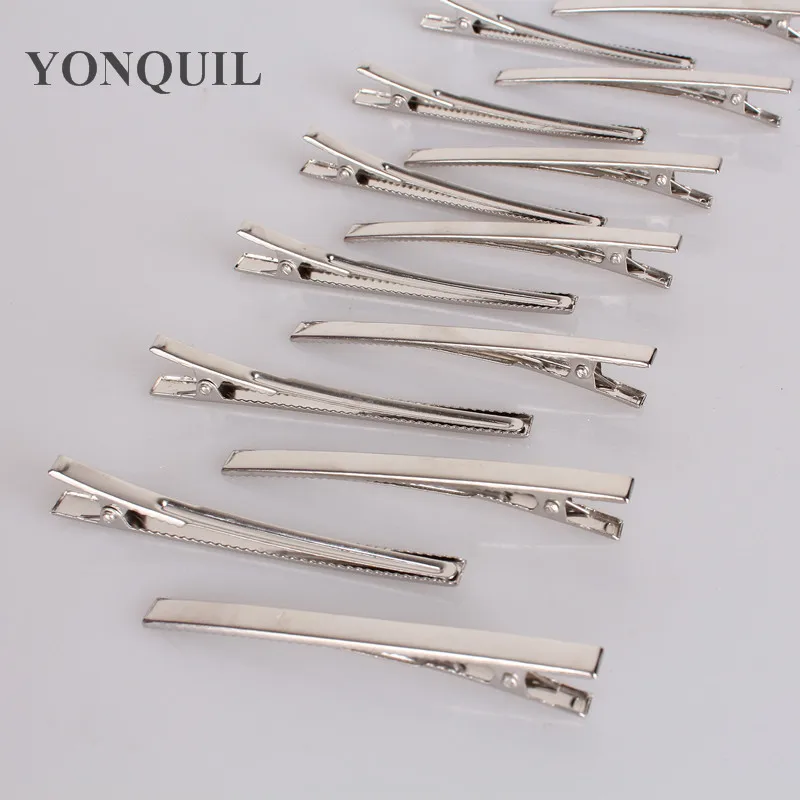 High quality 80mm Silver tone hair clips Single Prong alligator clip