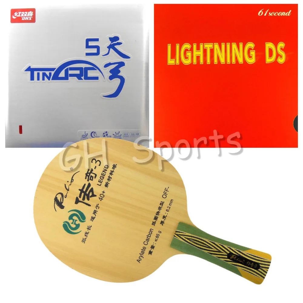 

Pro Table Tennis PingPong Combo Racket Palio Legend-3 with 61second Lightning DS and DHS TinArc5 Long Shakehand FL