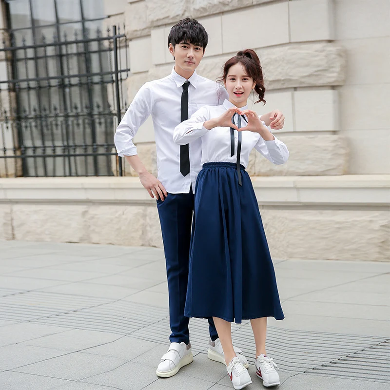 

2019 sailor suit school uniform sets jk school uniforms for girls white shirt and dark blue skirt suits student cosplay