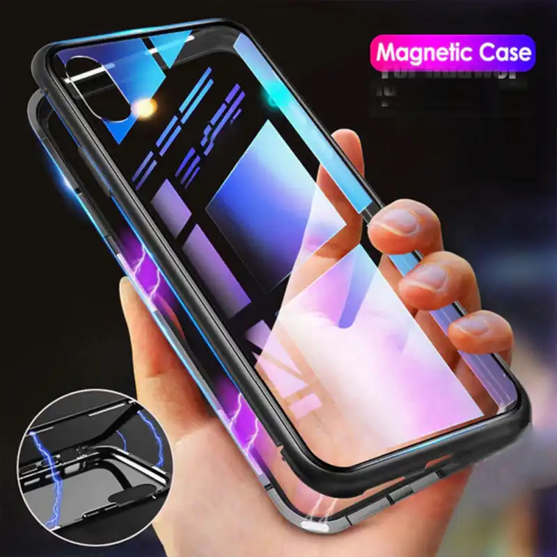 coque magnetique iphone xr bleue