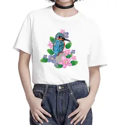 BGtomato круглым вырезом красивые цветы футболка Повседневная Прекрасные Птицы футболки женские большие размеры Модальные футболка harajuku