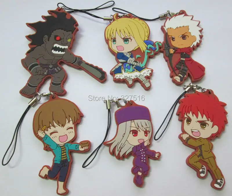 6 шт./компл. подлинные продукты аниме Fate/stay night Tohsaka Рин Фигурки ПВХ ремешок для