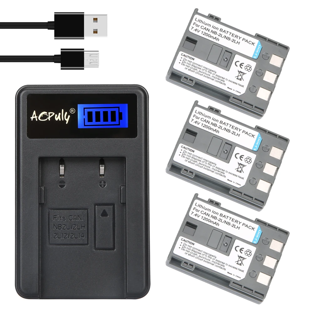 

3Pcs NB-2LH NB2LH 2LH 2L NB-2L NB-2L 2L14 Batteries&Charger for Canon EOS 400D S80 S70 S50 S60 350D G7 G9 Kiss N X Rebel XT XTi