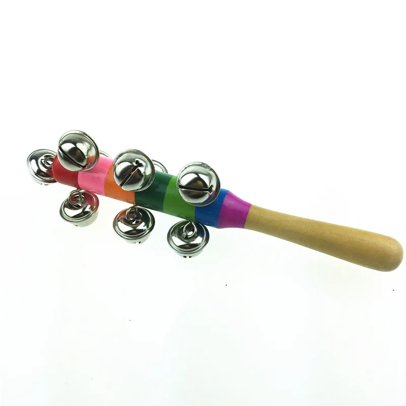 

1pc Wooden Baby Rattle toys for kids baby toy for 0-12 months Rainbow colorful Educational Handle Music toys bell