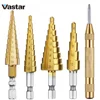 Vastar HSS Steel Titanium Step Core Drill Bits 3-12mm 4-12mm 4-20mm Step Cone Woodworking Metal Drilling Bit Set ► Photo 1/6