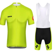 STRAVA быстросохнущая велосипедная одежда с коротким рукавом дышащая одежда для езды на велосипеде Ropa Ciclismo велосипедный Джерси флуоресцентный желтый