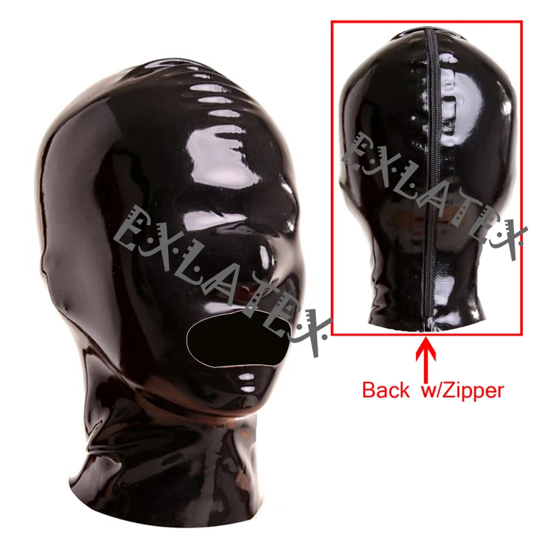 

Latex Hood Unisex Latex Rubber Mask with Zipper Holes for Mouth and Nose Latex Rubber Mask Costume