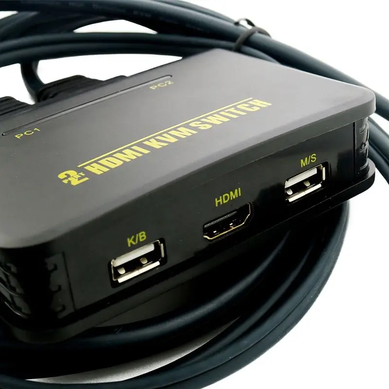 1X2 порта USB HDMI KVM переключатель коммутатор с кабелем для двойного монитора клавиатуры мыши