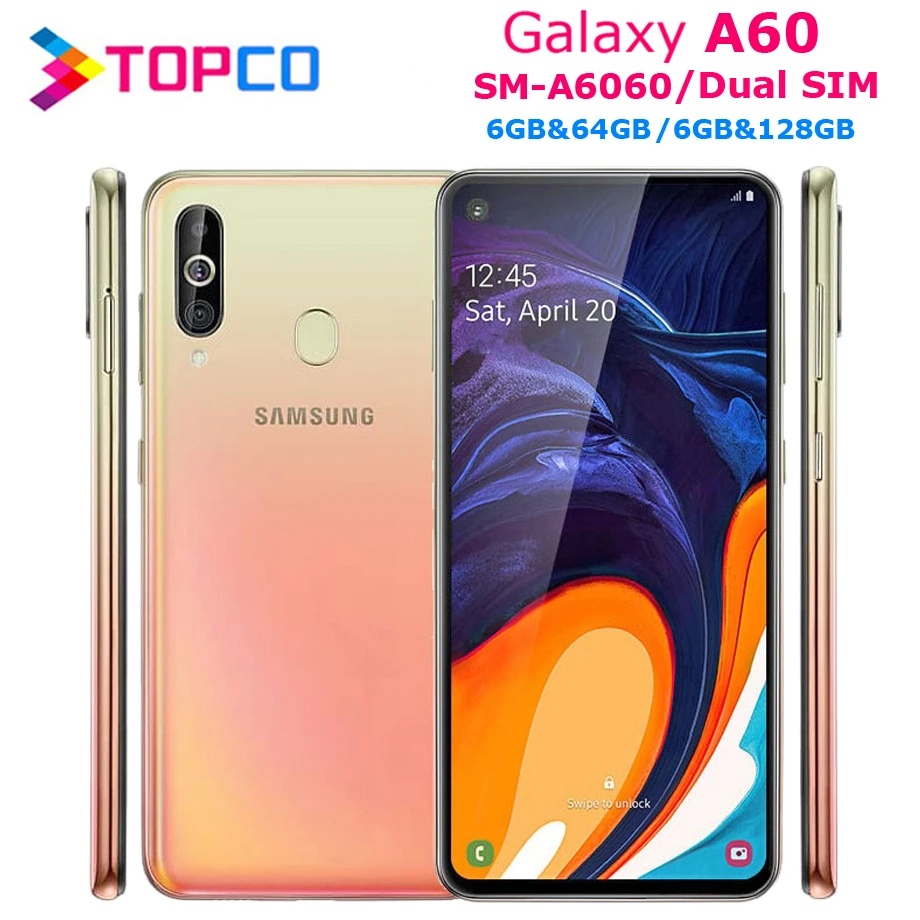 Samsung Galaxy A60 A6060 Dual Sim Octa Core 6 7 &quot4 камеры GB/8 GB Оперативная память 128 Встроенная