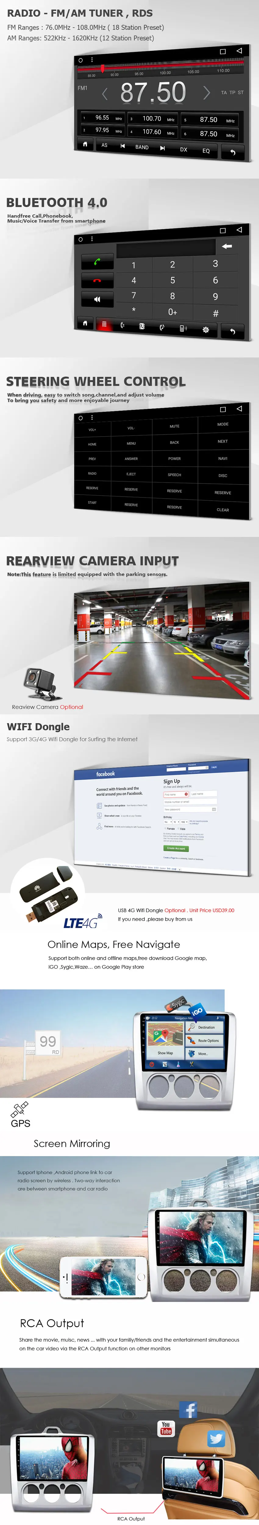 Best Android 7.1 RAM 2G RAM 32G Car dvd For Ford focus 2 3 2006 2011 car radio multimedia player gps navigation system head unit 1