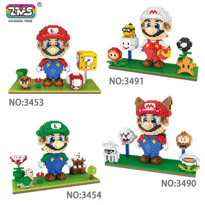 

ZMS Anime cartoon kawaii game super mario kids boys girls gift building blocks action figure model educational toy3453