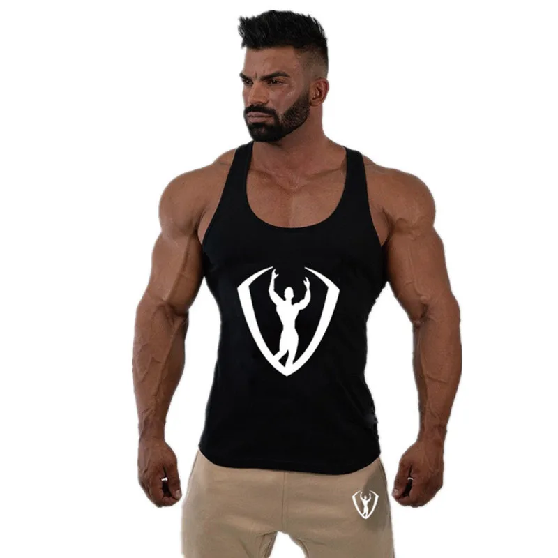 

Men Bodybuilding Tank top Gyms Workout Fitness Cotton Sleeveless shirt Crossfit clothing Stringer Singlet male Casual Vest