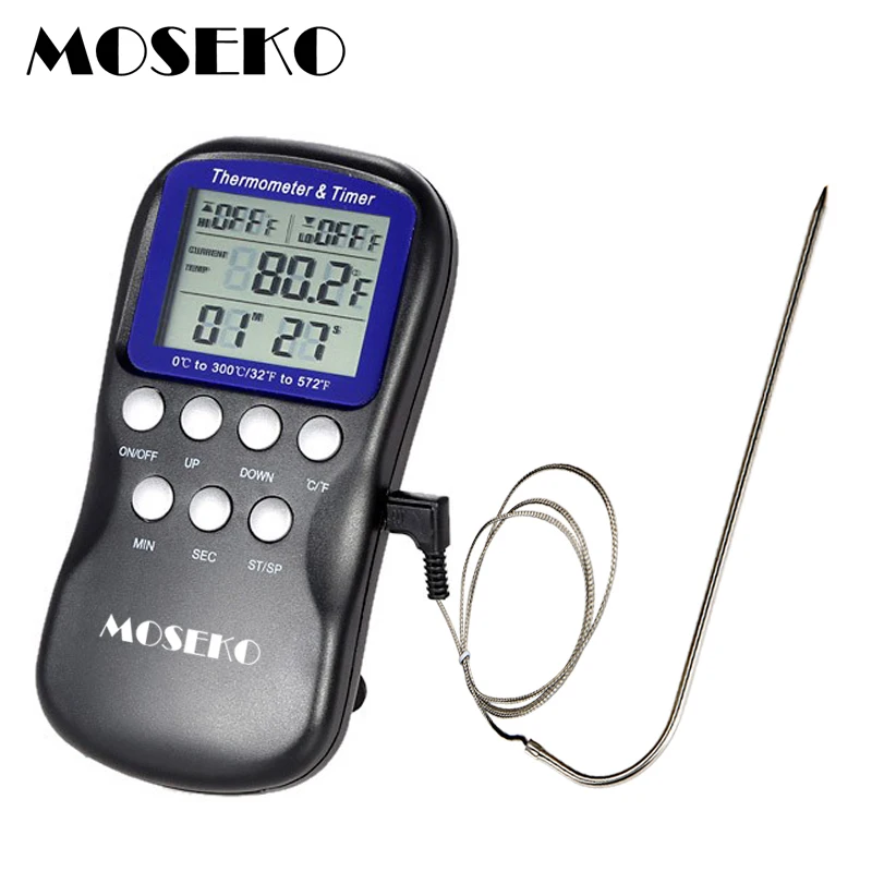 

Digital Oven Thermometer BBQ Food Probe Meat Kitchen Thermometer Cooking Tools Temperature Sensor with Timer and Alarm Clock