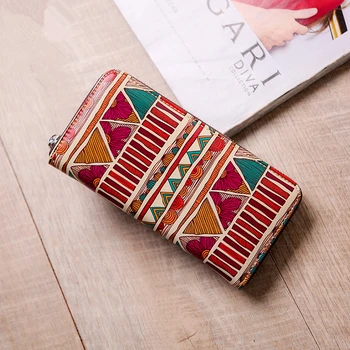 

Ladies long Genuine Leather wallet Women Wallets Female Designer painted Card holder handbags Clutch Woman Purse cartera mujer