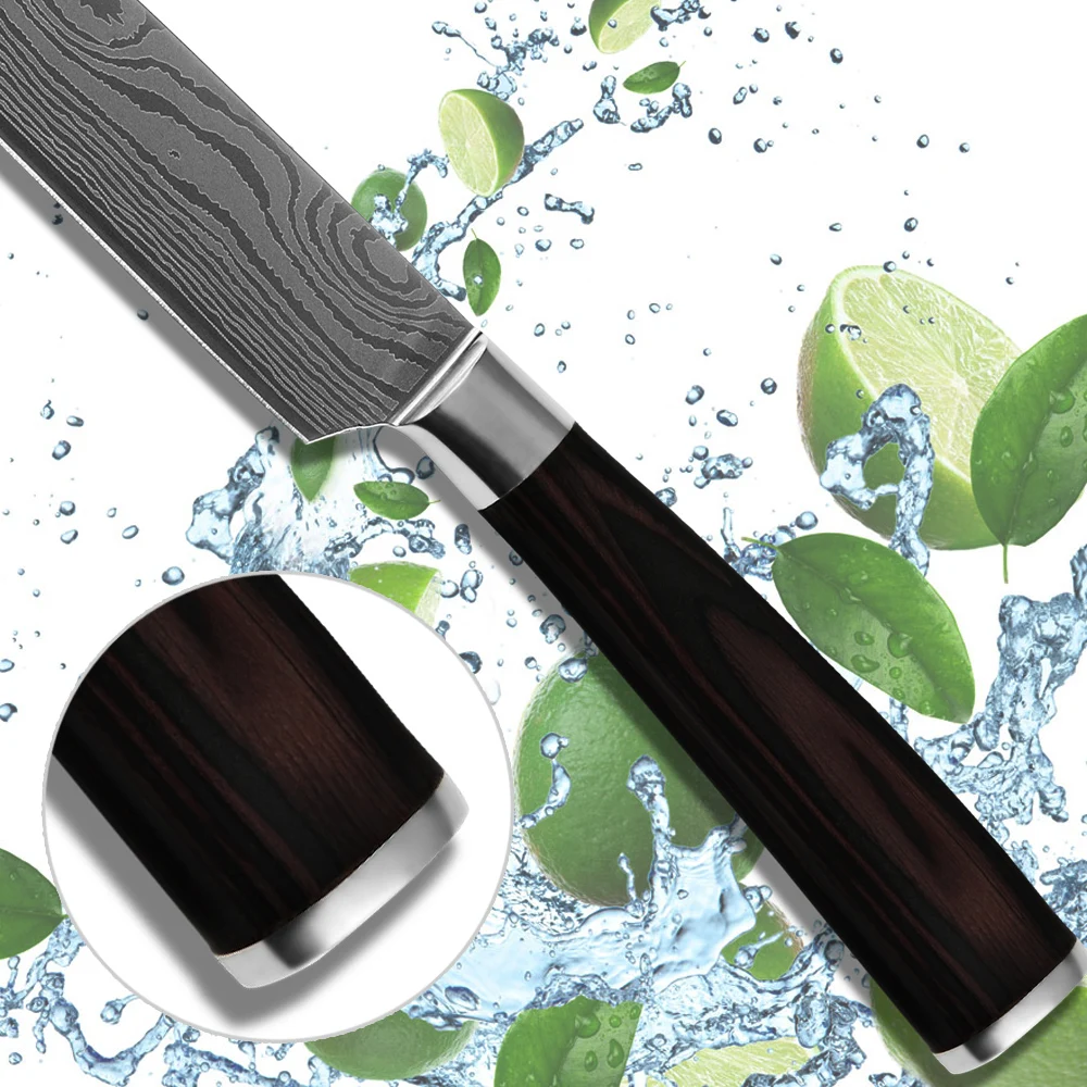 Нож Santoku в японском стиле 7 дюймовый 5 Дюймовый с двойной стальной головкой лезвия