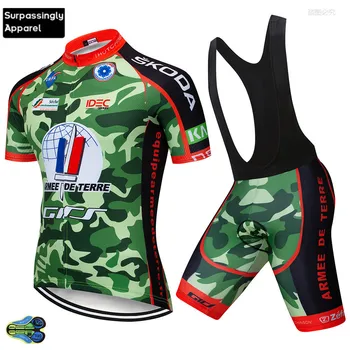 

2019 Camouflage Pro UCI Team Cycling Clothing Set Bike Wear Men Bicycle Riding Clothes Ropa Ciclismo 12d BIB Short Gel Pad