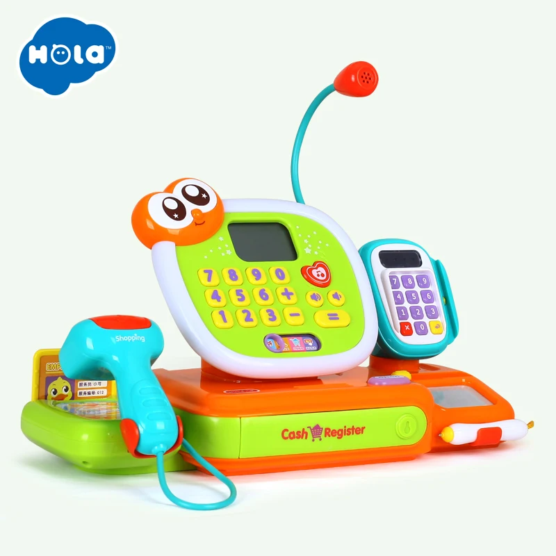 

Pretend Play Toy Cashier Cash Register with Real Calculator Vegetable Coins Toys HOLA 3118