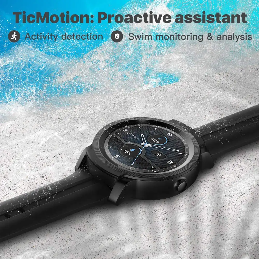 Смарт-часы Ticwatch E2 с ОС Google, Bluetooth, gps, фитнес-часы, 5 АТМ, водонепроницаемые, для плавания, 2 дня, срок службы батареи