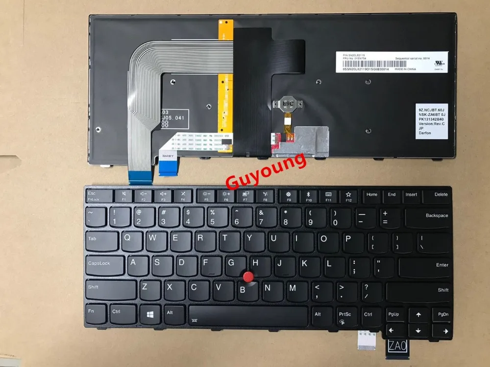 Английская клавиатура с подсветкой для LENOVO T460S T460P T470S T470P ThinkPad 13 2nd (20J1 20J2) New S2 (2nd Gen
