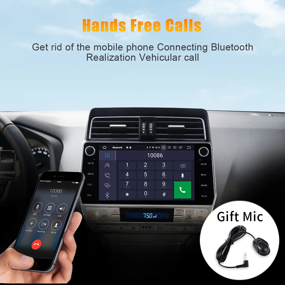 Excellent 2 din android 9.0  car audio for Toyota new Prado 2018 Car Radio MP3 WIFI GPS Bluetooth 10.2" IPS Multi Touch Screen 4