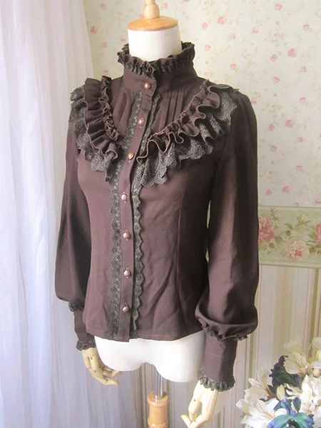 

White Lace Synthetic Gothic Lolita Blouse for Women Sleeveless Plum Blossom Printed Lolita Dress !
