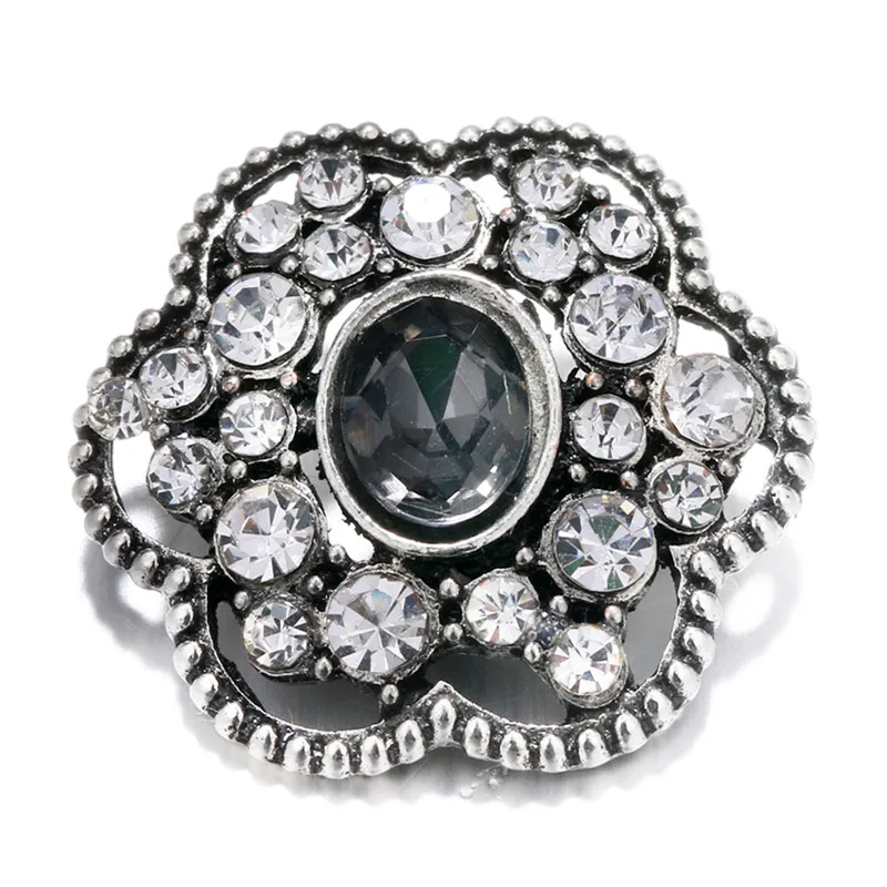 

New KZ1479 Beauty Rhinestone Flowers pattern 18MM snap buttons fit snap bracelet jewelry wholesale