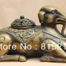 Bi00144 1" Лаки Династия Китайский Дворец Бронзовый Зодиак Год Овцы Incenser Горелки Кадило