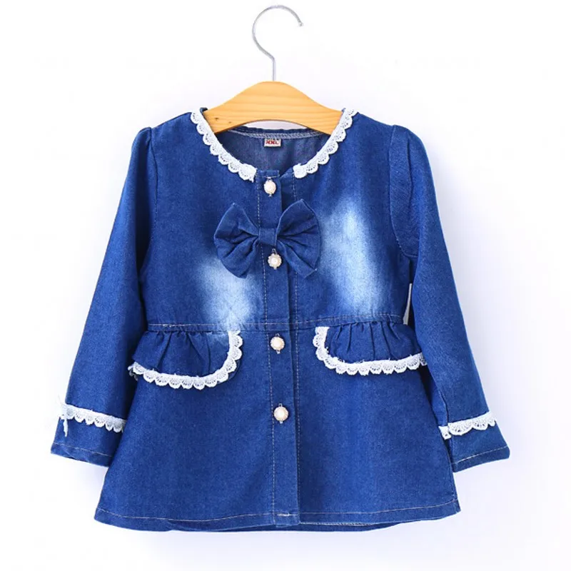 Новая детская куртка джинсовое пальто для девочек однотонная От 0 до 2 лет Cappotto Bimbo детская одежда 7BBC026 - Цвет: Синий