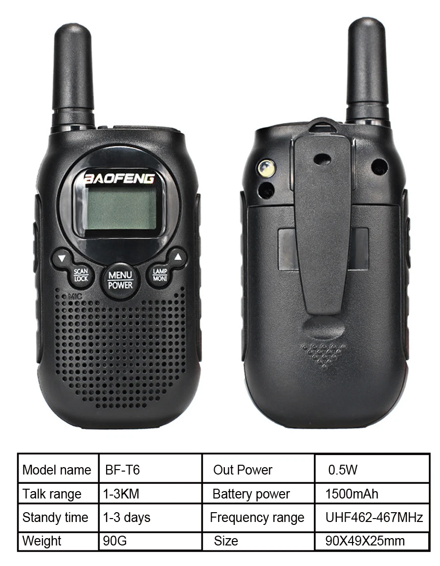 1 шт. Baofeng BF-T6 мини-рация BF T6 22CH 0,5 Вт детский радиоприемник Comunicador портативный радиоприемопередатчик 2 способ детский радиоприемник