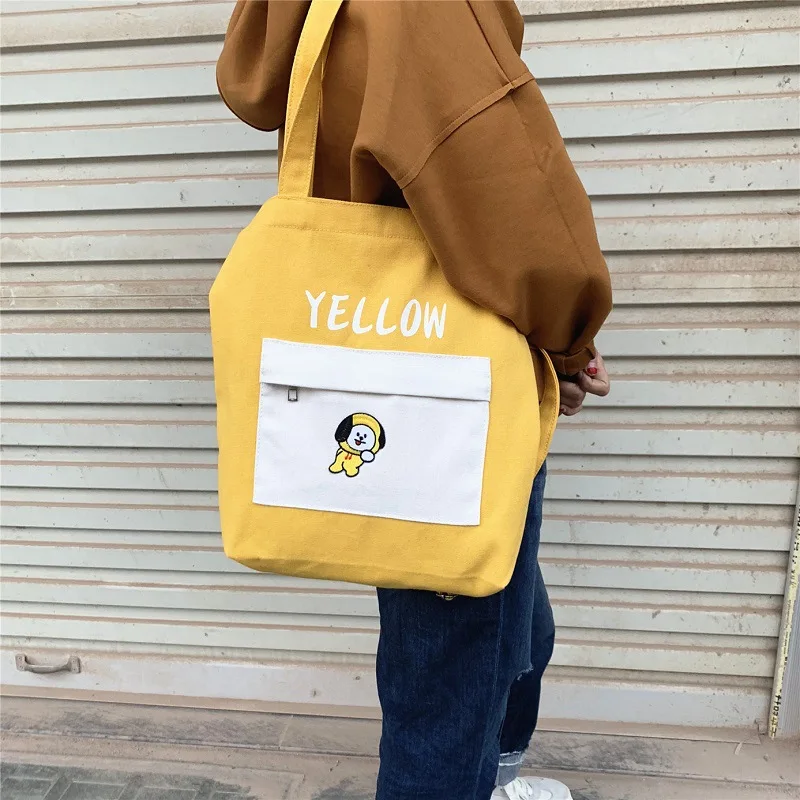 

Fashion Bangtan Boys BTS Women Canvas Handbag Cute BTS 21 Travel Shoulder Bag Causal Lady Handbags Female Shoulder Tote Bags