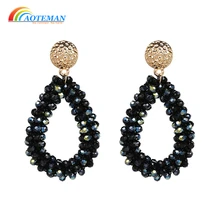 

AOTEMAN Good Quality Handmade Beads Drop Earrings Water Drop Crystal Statement Earrings For women Luxury Jewelry Wholesale