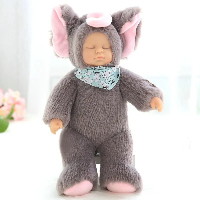 Reborn sleeping baby doll kawaii bebe слон животное плюшевая игрушка розовая свинья Высокое качество Моделирование девочка кукла Прямая