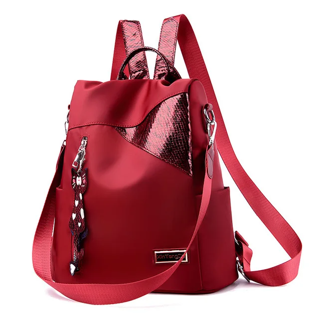 Простой стиль, женский рюкзак, Противоугонный, ткань Оксфорд, брезент, Прошитый блестками, для подростков, сумка для колледжа, кошелек, рюкзак, Mochila - Цвет: Розовый