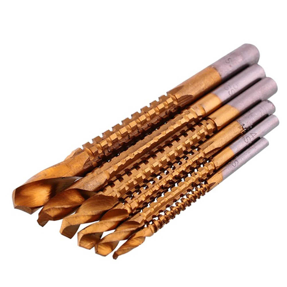 

6Pcs/Set Titanium Plating High-Speed Steel Drill Bits Carpenter Woodworking Drilling Cut Grooving Saw Drill Bits
