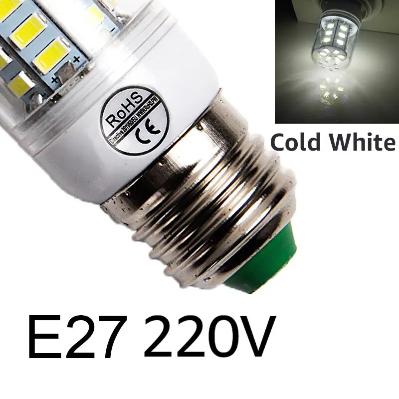 E27 светодиодный лампы E14 светодиодный светильник SMD5730 220V 230V лампы кукурузы 24 36 48 56 69 72 светодиодный s светодиодный светильник люстра светильник ing для украшения дома - Испускаемый цвет: E27  cold white