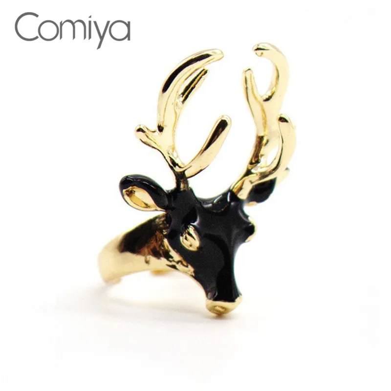 

Comiya White Black Deer Head Enamel Anillo Bague Rings Man Woman Unisex Modern Lines Gift Alloy Sale Rings Exaggerated Jewellery