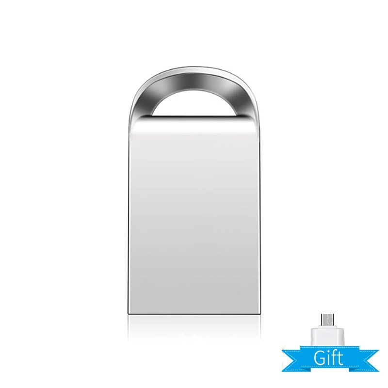 Silver Мини usb флеш-накопитель, металлический USB 3,0, 32 ГБ, 64 ГБ, 128 ГБ, флешка, 16 ГБ, флеш-накопитель, u диск, флеш-карта памяти, бесплатный usbконвертер - Цвет: Silver