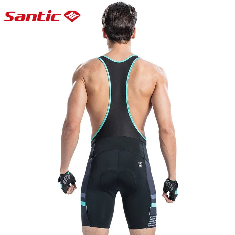 Мужские велосипедные шорты Santic с подкладом на лямках летние Pro Fit ударопрочный 4D