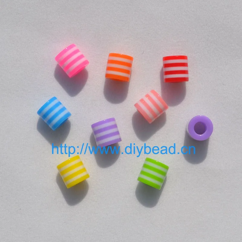 

100pcs DIY Bracelet Accessory Handcraft Department Mix Color Fringe Beads 8MM Cylinder Shaped Resin Stripe Beads jewelry Finding