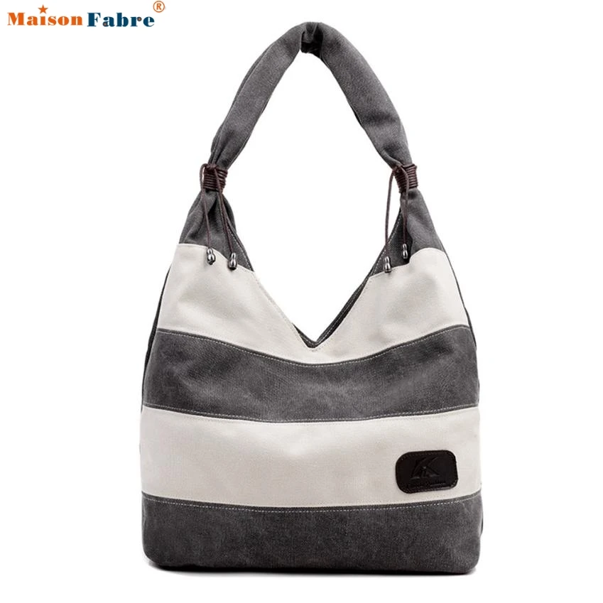 

Women Fashion Stripe Handbag Shoulder Bag Large Tote Ladies Purse Comfystyle canvas san-16di