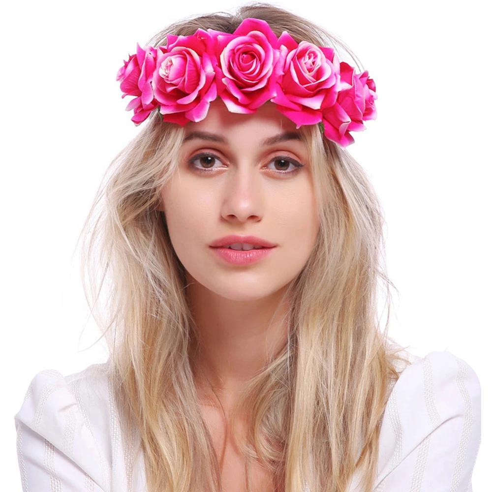 New Wedding Flower Crown Head Band Women Wedding Floral Head Wreath Bridesmaid Bridal Headpiece Female Flower Headband Dropship vintage hair clips