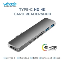 USB 3,1 type-C концентратор к HDMI адаптер 4K Thunderbolt 2 USB C концентратор с 3,0 TF SD ридер слот PD зарядное устройство для MacBook Pro/Air