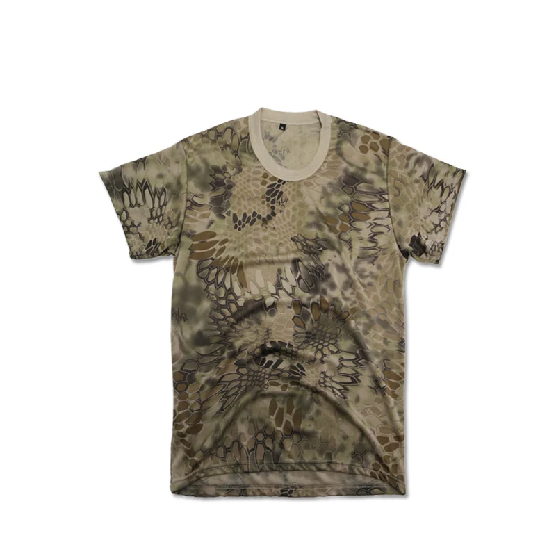 Новинка, летняя спортивная Военная тактическая футболка для мужчин, дышащая, для охоты, камуфляжная, для питона, для лагеря, футболки, сетчатая одежда, футболки