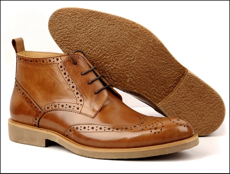Роскошные Брендовые мужские ботинки-оксфорды с перфорацией и высоким берцем; мужские мотоботы из натуральной кожи в британском стиле; BD80