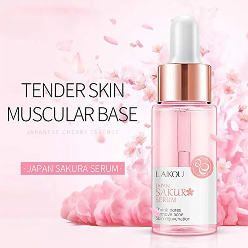 15ML Sakura Face Serum Shrink Pores Remove Acne Liquid Moisturizing Face Brighten Japan Skin Care Skin Serum