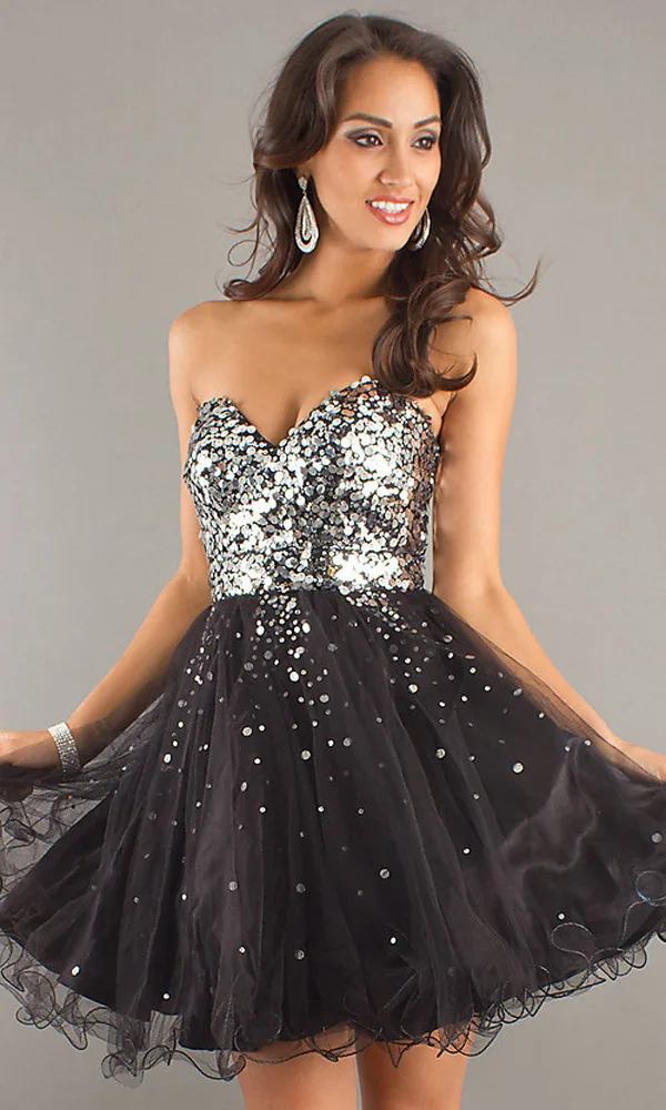 black and silver cocktail dress