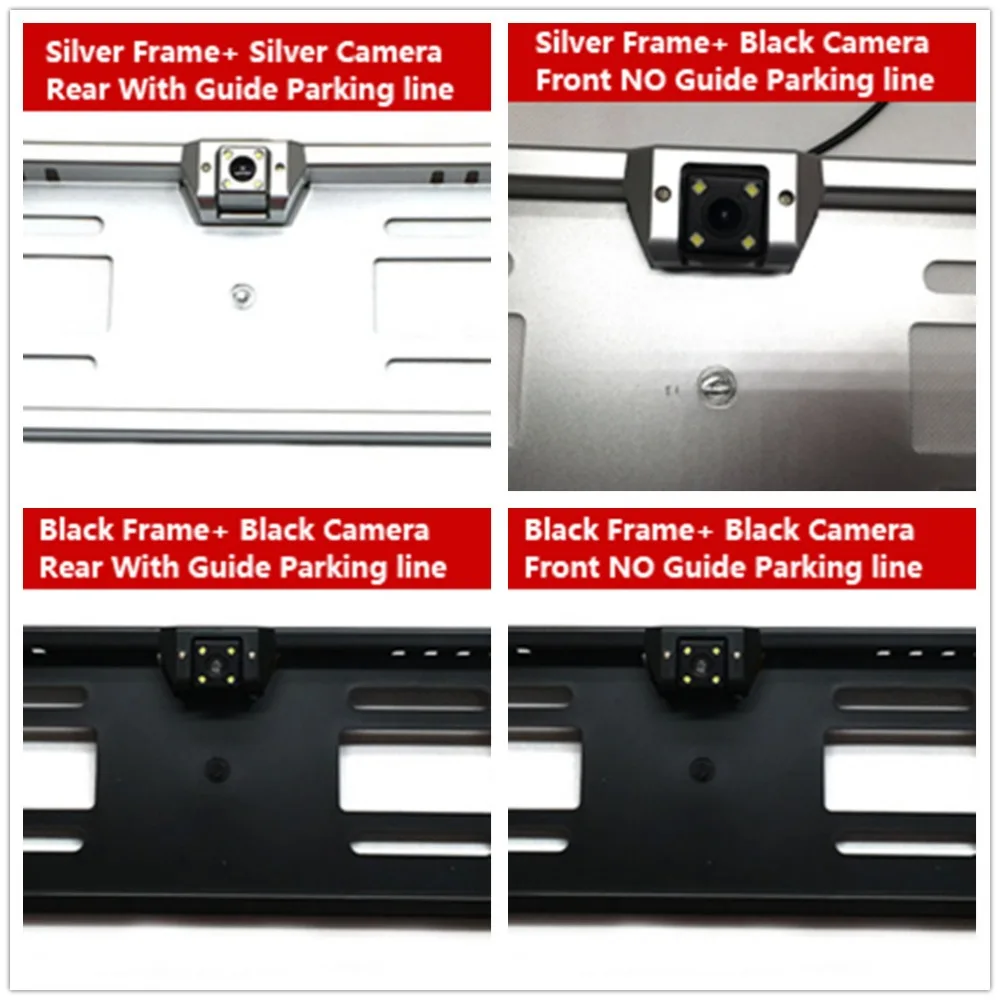 Freeshipping CCD HD rear view camera European license plate frame camera Light LED 170 backup parking rearview car camera