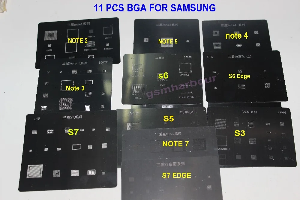 

11pcs/lot high quality full set BGA Reballing Stencil dedicate kit for Samsung Note 2 note3 note4 note5 note7 S3 S5 S6 S7 S7EDGE