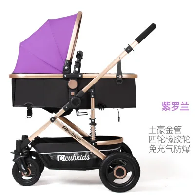 Детская коляска с подвеской, высокий пейзаж, 0-36 месяцев, для сна, для новорожденных, детская коляска, детская коляска - Цвет: Purple
