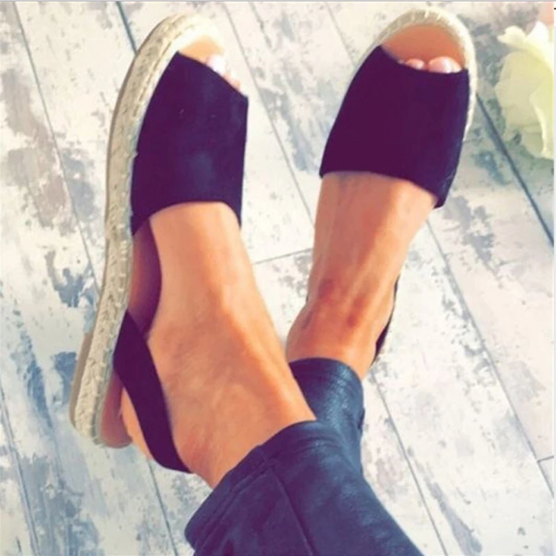 Oeak Women Sandals 2019 New Summer Shoes Woman Slippers Peep Toe Flat Sandals Back Strap Summer Sandals Low Heels Zapatos Mujer